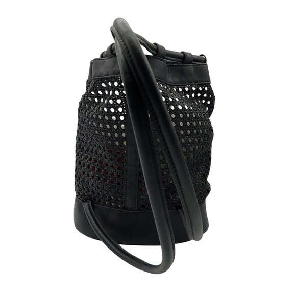 Cult Gaia Black Fifi Woven Leather Mini Backpack main image 12